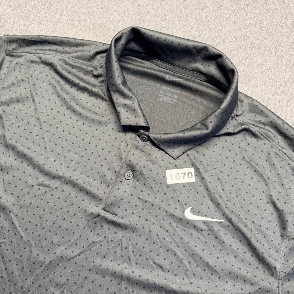 Nike Golf Dri-FIT Polo Shirt Mens XXL Gray Micro Dot Short Sleeve Performance